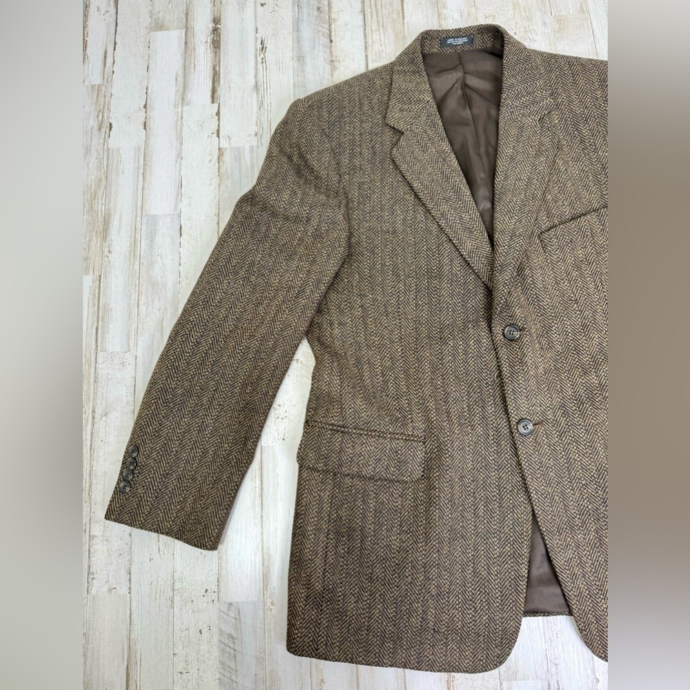 Stafford Vintage Tweed Blazer Men's 42R Classic Fit Wool & Lambswool Herringbone - Picture 3 of 12